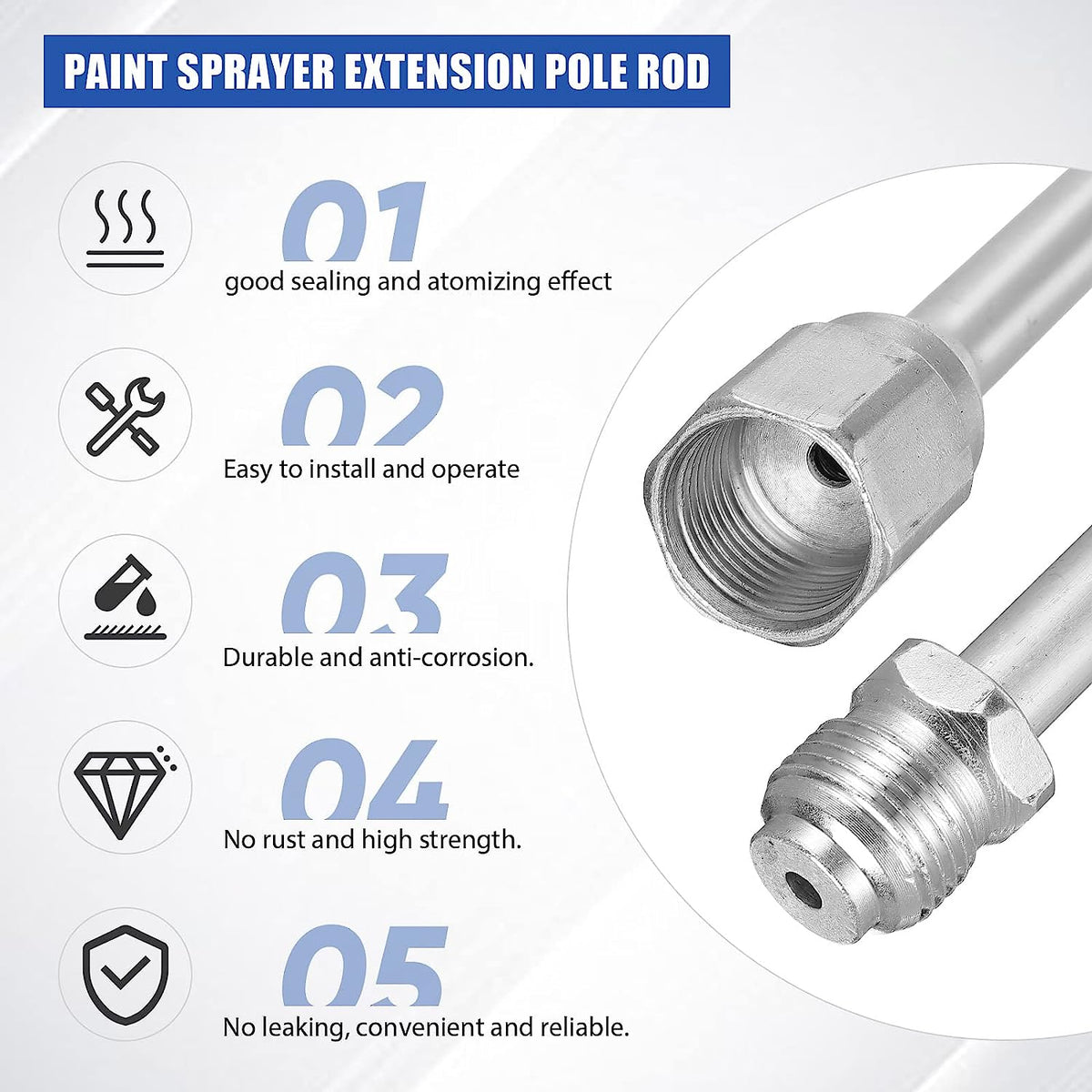 thumbnail image 2 of Uimoso Airless Paint Spray Hose Kit – 50ft X 1/4", 3600psi, Swivel Joint, 517 Tip, 8" Extension 2 of 5