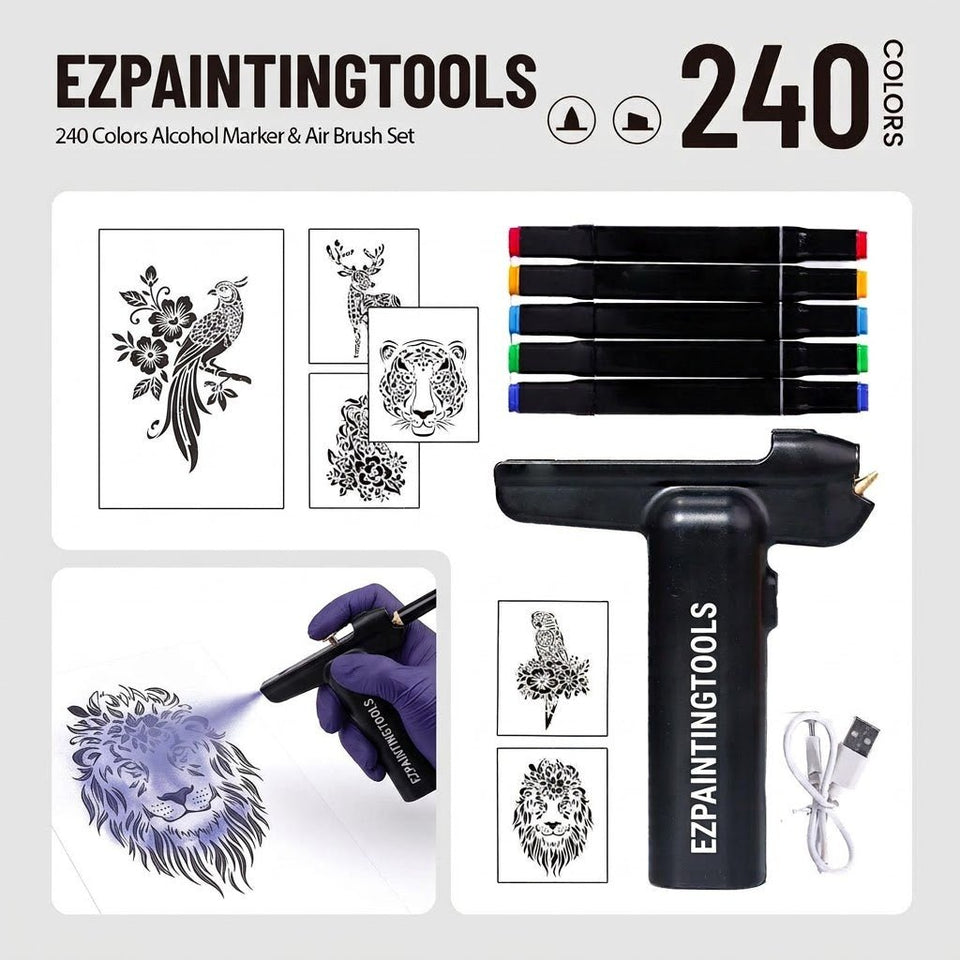 Electric Marker Spray Gun | USB Rechargeable | Pack of 1 - Airbrush Art Tool - EZ Painting Tools