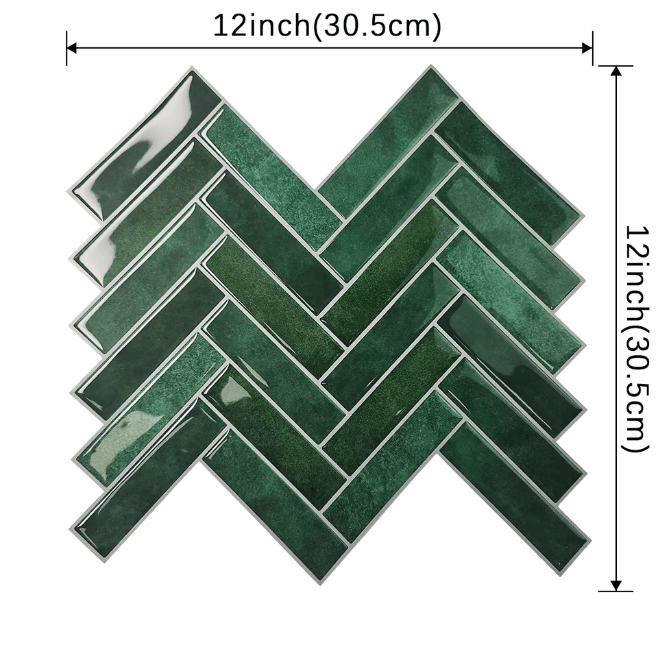 EZ 3D Green Herringbone Peel and Stick Wall Tiles - EZ Painting Tools